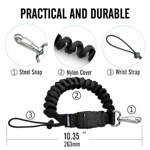 nitescuba Spiralkabel Spring Coil zum Tauchen,tauchen zubehör,Anti-Lost Spring Coil Lanyard mit Schnellverschluss-Schnalle für Unterwasserkameras und Tauchblitzlichter (Schwarz)