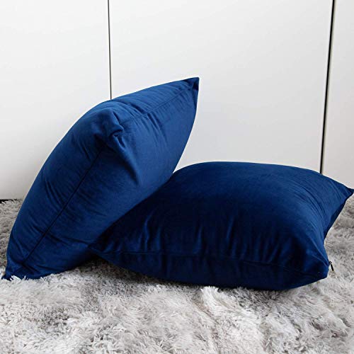 Jueyingbaili Throw Pillow Covers Velvet Decorative 2 Packs Ultra-Soft Navy Blue Pillowcase 18 X 18 Inch For Couch,Chair,Sofa,Bedroom,Car,Square Solid Color #TOP6