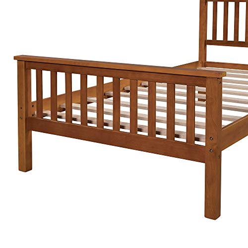 Harper & Bright Designs Twin Bed Frame Wood Platform Twin Bed No Box Spring Required With Headboard And Footboard For Kids (Oak Bed Frame) #TOP6