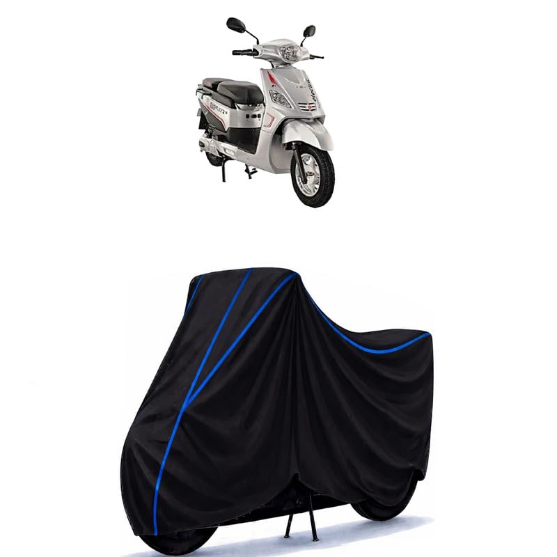 Image of Scooty Cover Water Resistant for Electric NYX HS500 ER | Universal Scooter & Bike Cover | Heavy Duty UV Dust, Rain & Scratch Protection Weather Indoor Outdoor | Black with Blue Piping