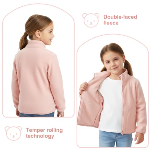 Image of SANNIDHI Kids Fleece Warm Coat, Zip-Up Long Sleeve Jacket with Pockets, High Collar Design, Fashion Outerwear Jacket for Boys & Girls, Ideal for Fall Winter Coat