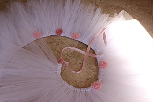 Handmade Tulle Crib Skirt in White for Girl/Boys, Birthday Party Decoration,Baby Shower&Baby Room Decorative 16inch Drop, 52X28 inch Crib Size