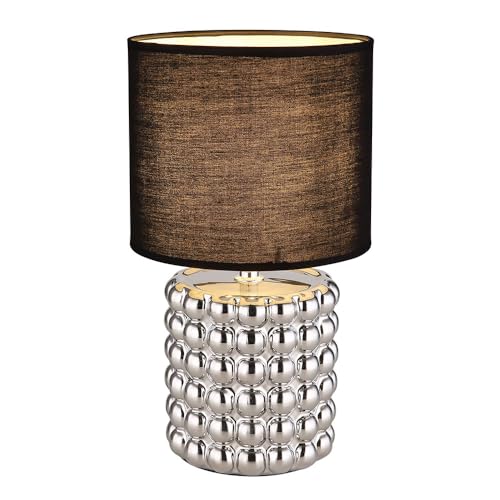 GLOBO Tischlampe Schlafzimmerleuchte Nachttischlampe Keramik Textil Chrom Schwarz