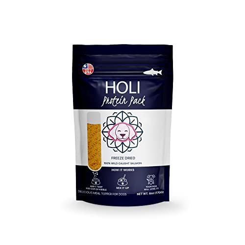 Image of HOLI Freeze Dried Salmon Dog Food Topper - with Omega 3 & 6 - Single Ingredient, Human-Grade Wild Caught Salmon - Dog Food Flavor Enhancer for Picky Dogs - 100% All Natural - 6oz