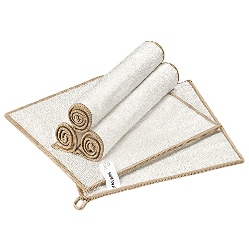 Navaris Bayetas de limpieza de bambú - Juego de 5x paño de cocina ecológico y absorbente - Trapos de tela multiusos - Hogar baño muebles coche