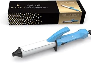 Wazor Ceramic Mini Curling Wand for Short Hair & Touch Ups, Small Portable Curling Iron for Travel, Heat-up Fast Hair Curler Auto Shut Off, 1 Inch,Beautiful Box for Gift Giving