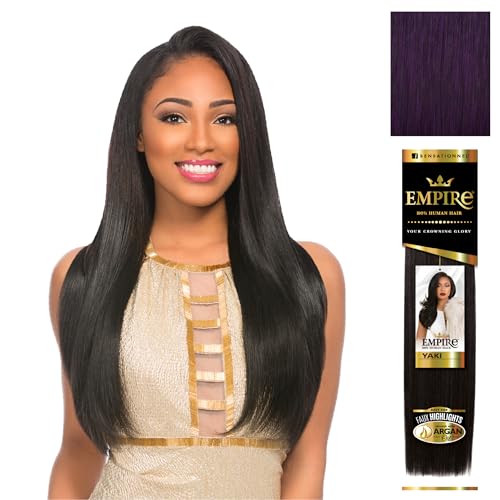 Sensationnel Empire yaki human hair - Tangle Free Weaving for Quick Weave and Sew in Styles for Faux Highlights and Fauxmiddlepart Leave Out - 1 Pack (10 inch, DARKPURPLE)