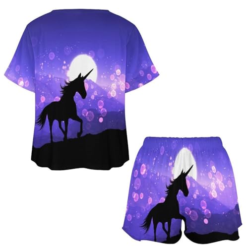 Ensemble pyjama licorne violette femme finitions soignees nuit