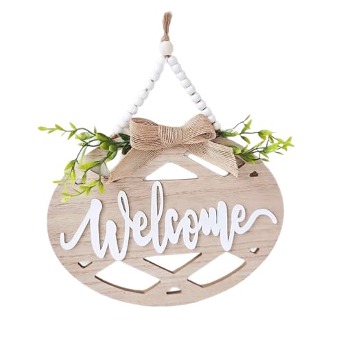 Welcome Sign for Front Door, Wooden Decor, Home Decor Accessories Living Room, Welcome Home Decorations, Front Door Decoration, 10.2x7.9 Inches, Hanging Hook Included