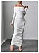 Floerns Women's Pearl Beaded Off The Shoulder Dress Ruched Bodycon Maxi Prom Dresses White Medium