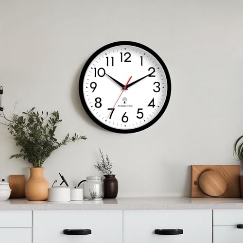 Image of DAXSMY Atomic Wall Clock Analog 14 Inch Battery Operated Modern Decorative for Living Room Kitchen Office Bedroom Bathroom(Black)