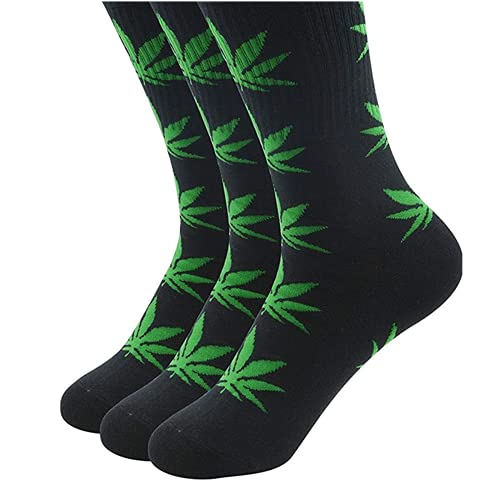 Century Star Unisex 1/3/4/5 Pack Maple Marijuana Cotton Socks Thick Weed Leaf Crew Winter Athletic Sports High Socks