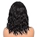 PORSMEER Short Bob Wigs Synthetic Hair Wigs for Women Natural Curly Wave Wigs (14 inch, 1B#) (Black)
