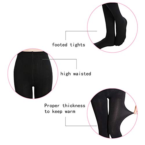 Image of MANZI 2 Pairs 400D Women's Black Thermal Warm Winter Fleece Tights