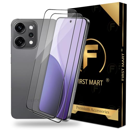 Image of FIRST MART Tempered Glass Screen Protector for Oppo Reno 14 Pro - Full-Glue Screen Guard, 3D Edge to Edge, HD Clear, Bubble-Free, Case-Friendly, Black, Pack of 2