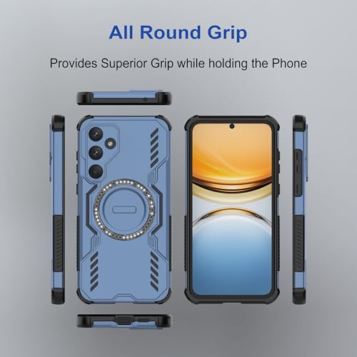 Image of amazon basics Back Case Cover for Samsung Galaxy A55 5G | Magnetic Case with Built-in Metal Ring | Supports Mag-Safe Charger, Wallet & Car Mount | Shockproof Hybrid PC + TPU | Blue