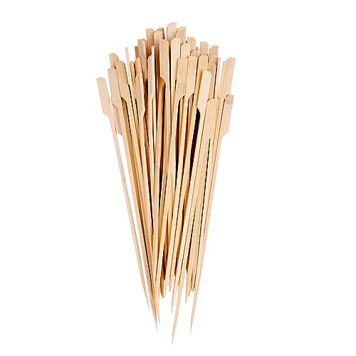 Redwood 50x Brown 25cm Bamboo BBQ Skewers - Long Handle Wooden Kitchen Oven Shish Kebab Meat Food Chocolate Cooking Barbecue Grill Sticks