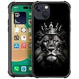 FKBRCL4U for iPhone 14 Case, King Crown Lion Pattern Graphic Design Girl Boy Soft Silicone Hard Acrylic Shock Protection for iPhone 14