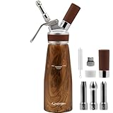 Professional Aluminum Whipped Cream Dispenser 500ml Whip Cream Canister with 3 STAINLESS STEEL Decorating Nozzles & Cleaning Brush Culinary Cream Maker Whipper