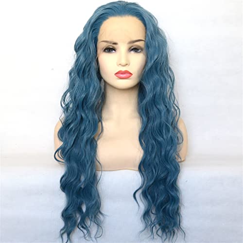 Perruque synthétique avant de lacet bleue 20 pouces pour changer de style sans abîmer vos cheveux