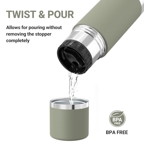 Super Sparrow Stainless Steel Water Bottle - 500ml - Wide Mouth Vacuum Insulated Flask - BPA-Free ThermosBottle - Leakproof Lid Doubles as Cup