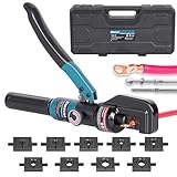 AMZCNC Hydraulic Crimping Tool with 9 Sets of American Standard Dies Battery Terminal...