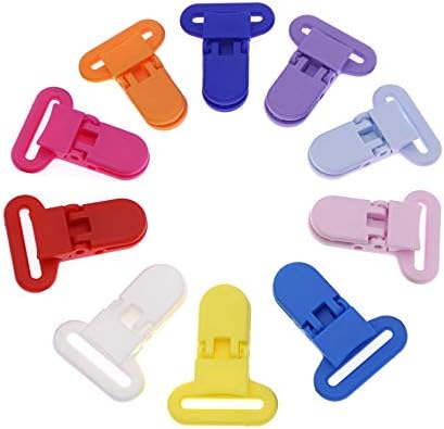 5 20 50 White Plastic Suspender Bib Pacifier Dummy Teeth Clip Buckle Ribbon KAM