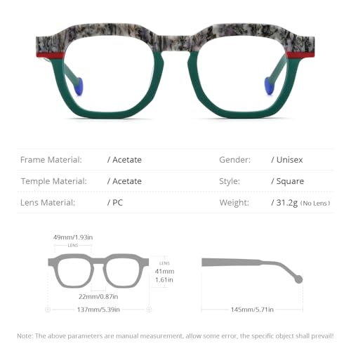 Image of HEPIDEM Multicolor Acetate Glasses Frame Women,Oversize Round Optical Eyeglasses