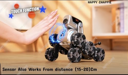 Image of Remote Control Robot Dog Toy with Touch Sensor, 8 /WD, Stunt Action, LED Light & Music, Rechargeable RC Dog Toy for Kids, Boys & Girls, 6+ Years