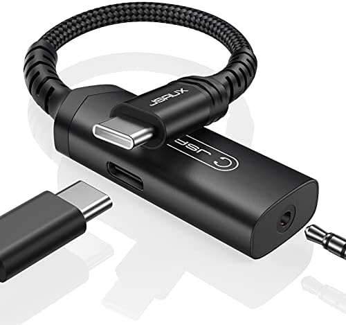 USB C Headphone Adapter and Charger, JSAUX 2-in-1 Type USB C to 3.5mm audio Adapter with PD 30W Fast Charging for Samsung S21/S20/S20+/Note 20/Note10,Huawei P40/P30/P20/Mate30,iPad Pro,Pixel-Black