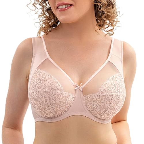 Soutien-gorge minimiseur grande taille à armatures et bonnet souple en dentelle élégante