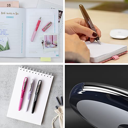 Image of Schneider Ray Fountain Pen, Blue Ink, Teal Barrel, Rubberize Grip, Right Handed Medium Iridium Tip, Refillable, Erasable Blue Ink, 1 Each (168205)