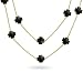 Produktbild Schwarz Klee Blume Lange Vergoldet Messing Station Tin Cup Kette Wickeln Layer Lange Halskette Für Damen 42 Zoll