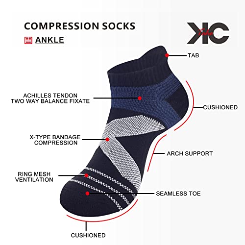 Image of Athletic Ankle Socks for Men & Women, Cushioned Compression Arch Support Socks For Running, Golf & Sports (4 Pairs)