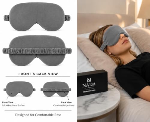 Image of Eye Mask for Sleeping for Women, Velvet Super Soft Sleep Mask Blind Fold for Comfortable Sleep, Travelling, Meditation & Relaxation, Eye Pad for Girls, Blind Fold for Sleeping - Grey (Pack of 1)