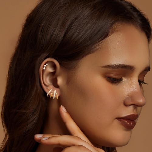 IMBOS Earrings for Women Trendy 14K Gold Stud Earrings Claw Earring Dainty Simple Minimalist Gold Earring Hypoallergenic Jewelry for Women Gifts4