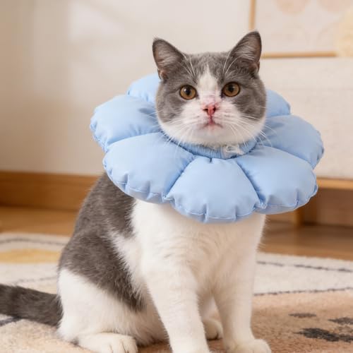Collier élisabéthain doux bleu M, cône de protection chat et chien - 8