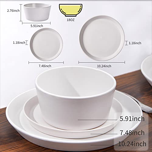 Boboym Dinnerware Set,12 Piece Stoneware Dinnerware Set For 4, Kitchen Plates And Bowls Set,White Dinner Set,Small Dot #TOP2