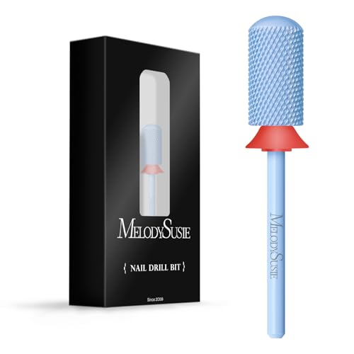 MelodySusie Safety Nail Drill Bits, 3/32'' Smooth Round Top Large Barrel Carbide Bits, Suitable for Manicure Pedicure Cuticle Gel Polishing, Beginners Bits, Light Blue, Series Bit-S, F