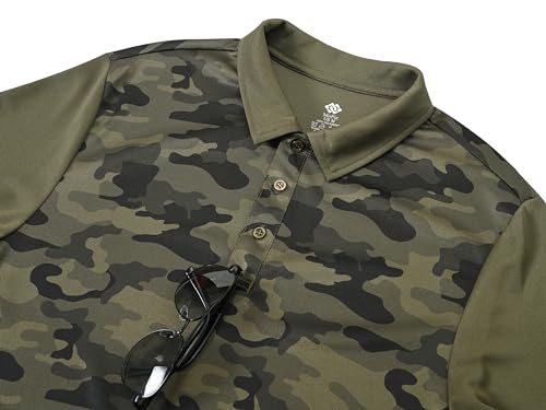 MoFiz Men's Athletic Polo Shirts Lightweight Quick Dry Fit Polo Golf Summer Camo/Stripe T-Shirts for Mens4