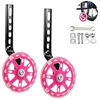 Training Wheels for Kids, Heavy Duty Bicycle Stabiliser Flash Mute Wheel Mounted Kit compatible for bikes 12 14 16 18 20 Inch - 1 Pair