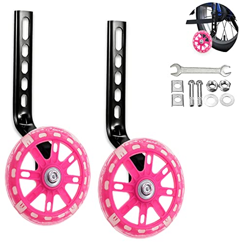 Ruedas de entrenamiento para niños con kit de estabilizador resistente ajustable rosa
