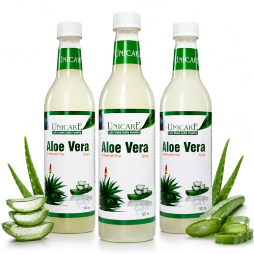 Image of Unicare Aloe Vera Juice | Natural Detox Drink for Digestion & Liver Support | Boosts Immunity & Energy | Supports Skin & Hair Health | No Added Sugar, No Chemicals | Pack of 3 | 500ml