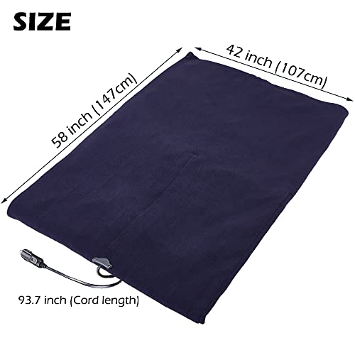 Big Hippo Electric Car Blanket 12V Fleece Car Blanket with Controller 4 Type Levels Car Electric Blanket for Car Truck RV Ideal Electric Blanket for Cold Weather (58" x 42",Navy Blue) - Image 2