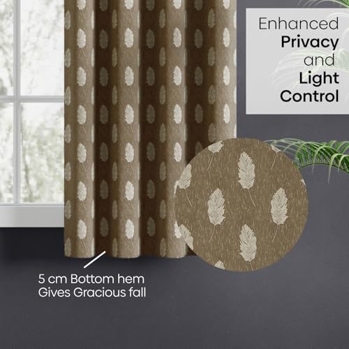 Image of haus & kinder Jacquard Window Curtains 5 Feet Long Pack of 2 Window Curtains, 5 Feet Curtains for Window (Feather Fern, Moss 130x152 CM)