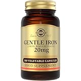 Solgar Gentle Iron (Iron Bisglycinate) 20 mg Vegetable Capsules - Pack of 180 - Reduces Constipating Effects - Gentle on The Stomach - Vegan and Gluten Free