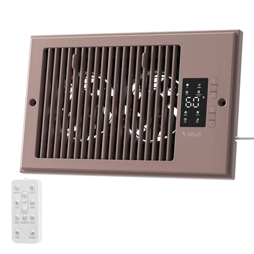 VallisCo Register Booster Fan 6" x 10" with Negative Ion, Manual Airflow Direction Control, Quiet 10-Speed Heating Cooling AC Vent Fan with Remote & Thermostat Control for Wall Floor, Bronze