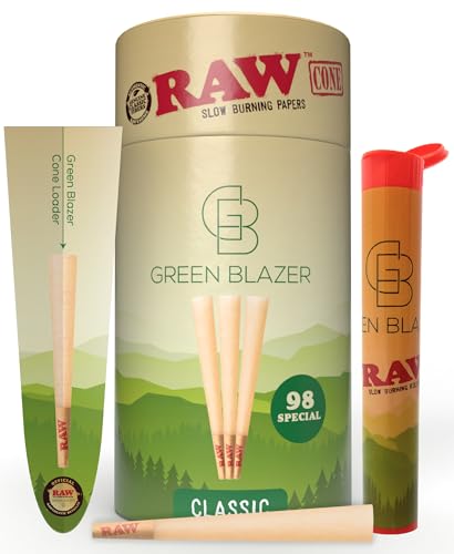 RAW Cones 98 Special 150 Pack Rawthentic Slow Burning Pre Rolled Cones Rolling Papers & Tips All Natural Classic Rawthentic Paper 98mm