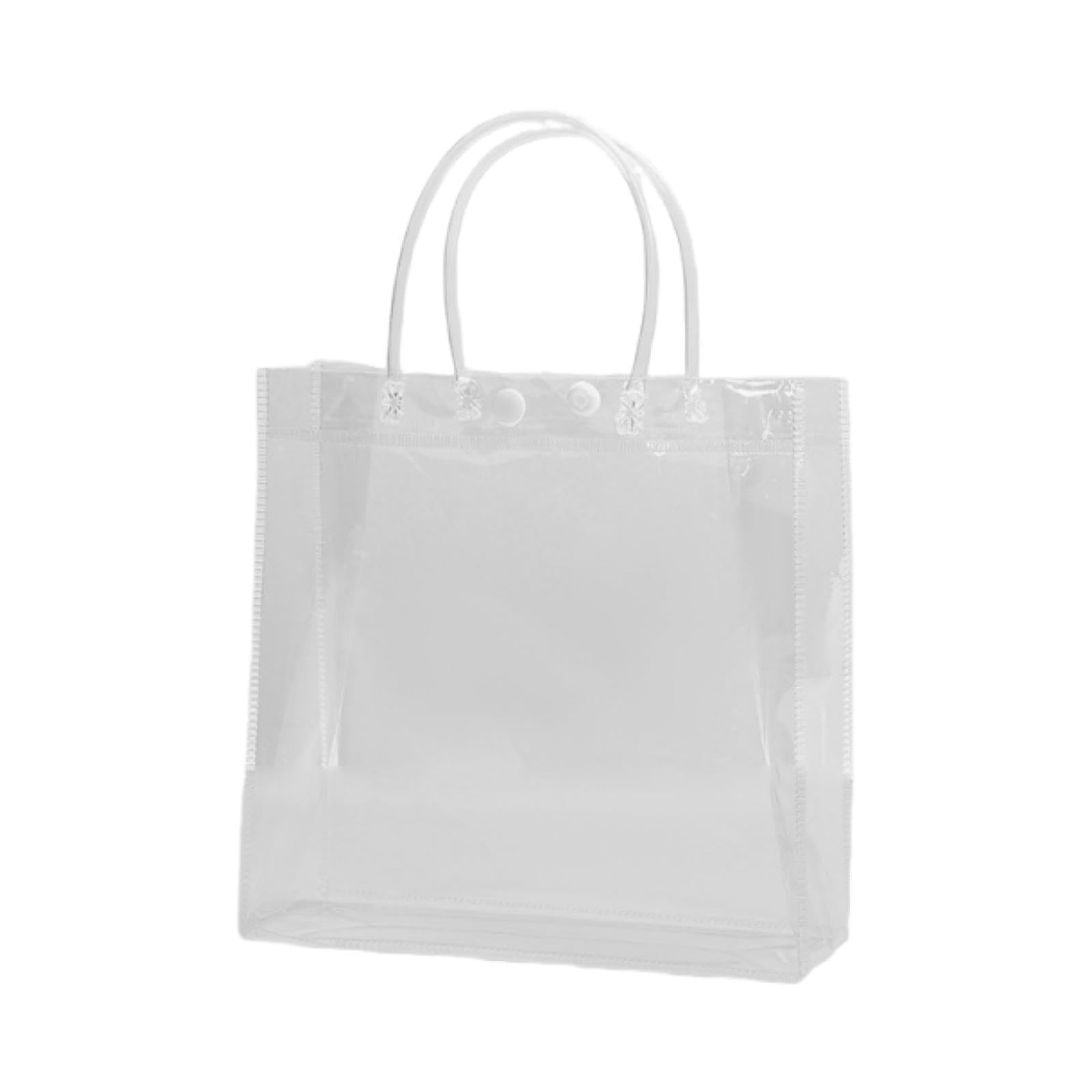25 Pezzi Party Tote Bags Trasparenti con Manici Decorativi PVC Sacchetti Regalo Riutilizzabili per Confezioni E Caramelle Accessori Adatti a Regali Ev, 20x20cm