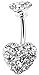 Body Accentz® Belly Button Ring Navel Double Gem Heart Body Jewelry 14 Gauge HO301